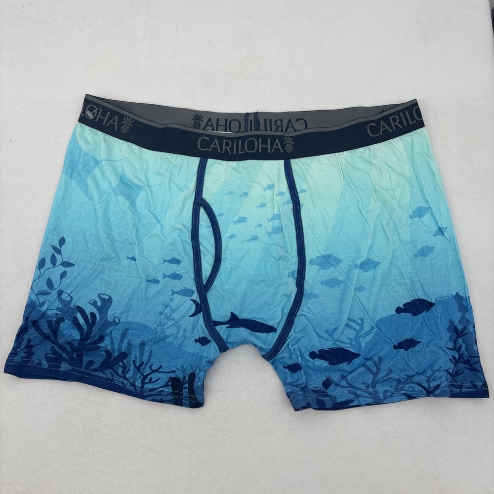 Cariloha Boxer Briefs Size XL Bamboo Blend ocean pattern flex waistband